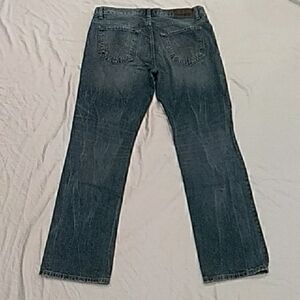 Men's Bootcut Jeans in Faded Dark Blue Denim